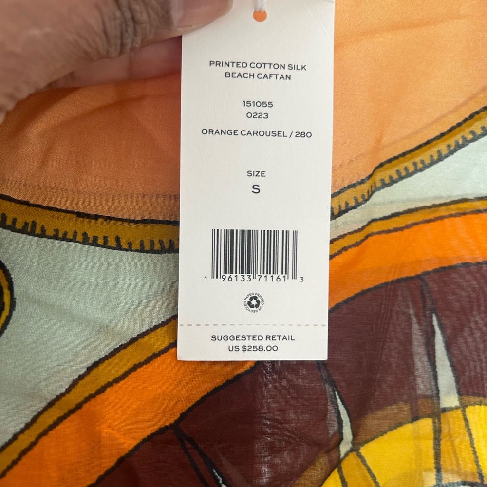 Tory Burch Printed Cotton Silk Beach Caftan - Picture 5 of 6